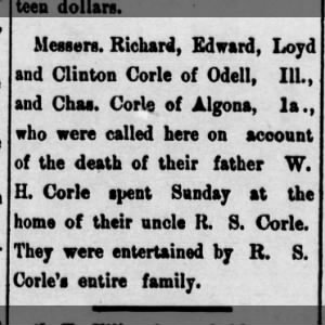 William Holeman Corle's sons come to his funeral