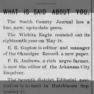 P.B. Andrews rich negro farmer editor of the Arkansas City Enquirer