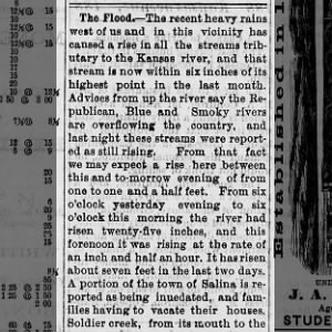 1 of 2. June 1877, A. H. Lafon's land in north Shawnee Co., KS flooded.