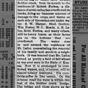 2 of 2. June 1877, A.H. Lafon's land in north Shawnee Co., KS flooded.