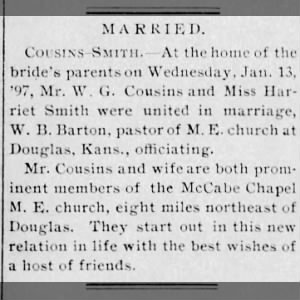 Marriage of Cousins / Smith