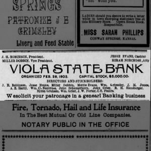 Advert for Viola State Bank
