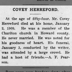 Covey Heryford death