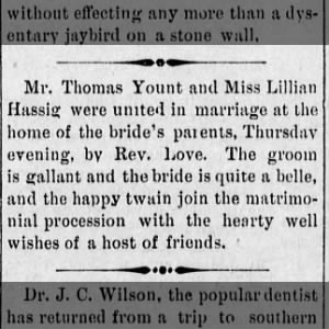Marriage of Thomas Yount + Lillian Hassig