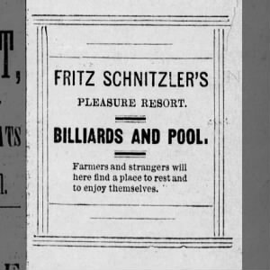 Fritz Schnitzler's Pleasure Resort, advertisement, 1886
