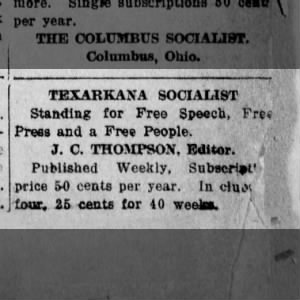 txksocialist- TS is wkly paper/ prices/motto/ J.C. Thompson, Ed.