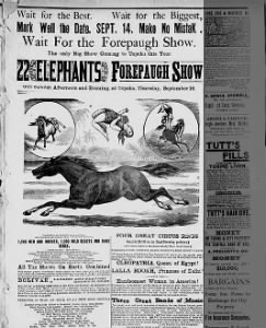 Circus Ad 1882, Topeka
