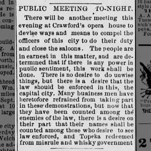 Public meeting on closing saloons 1882