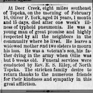 Obituary for Oliver P. York (Aged 24)