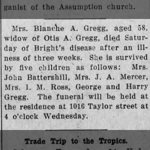 Obituary for Blanche A. Gregg