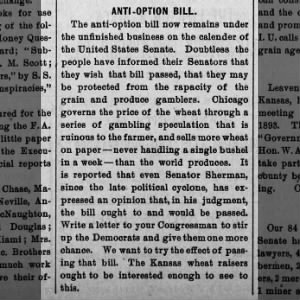 Populists for the passage of the anti-option bill 1892