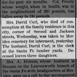 Mrs. David Curl Death