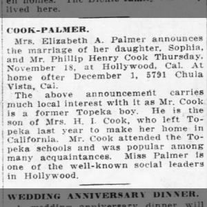 Palmer-Cook Wedding Announcement 