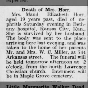 Obituary for Maud Elizabeth Hon