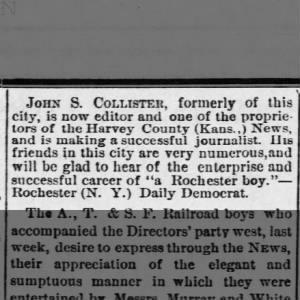 John S Collister, formerly of Rochester, NY, son of Lyman and Gertrude