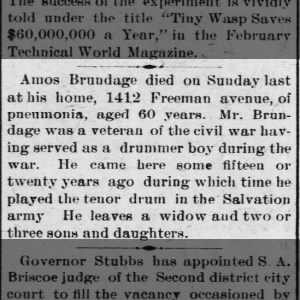 Obituary for Amos Brundage