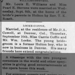 Marriage of Coffin / Locke