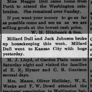 Millard Dull went to Kansas City with hogs