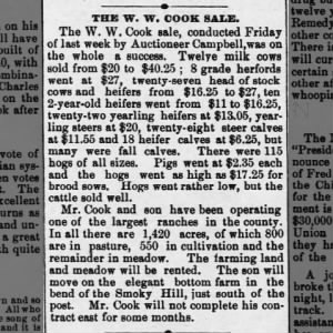 The W. W. Cook Sale