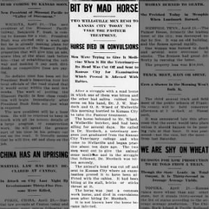O. S. Wiard bit by rabid horse