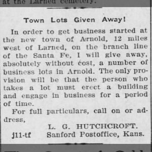town lots given away at arnold feb 11, 1910