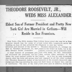 Roosevelt/Alexander Marriage