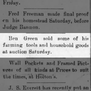 Ben Green Auction In Dighton October 27, 1898