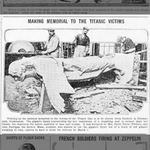 Carving the Titanic Memorial in Quincy, Alta Vista Journal, Feb 17 ,1916