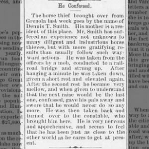 Horse Thief Lynched but Lived 1883