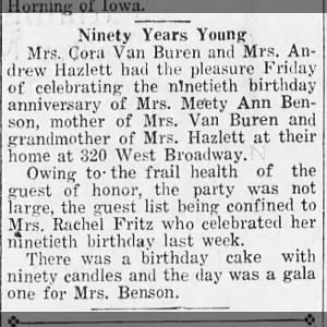 Neety Ann Benson- 90th Birthday